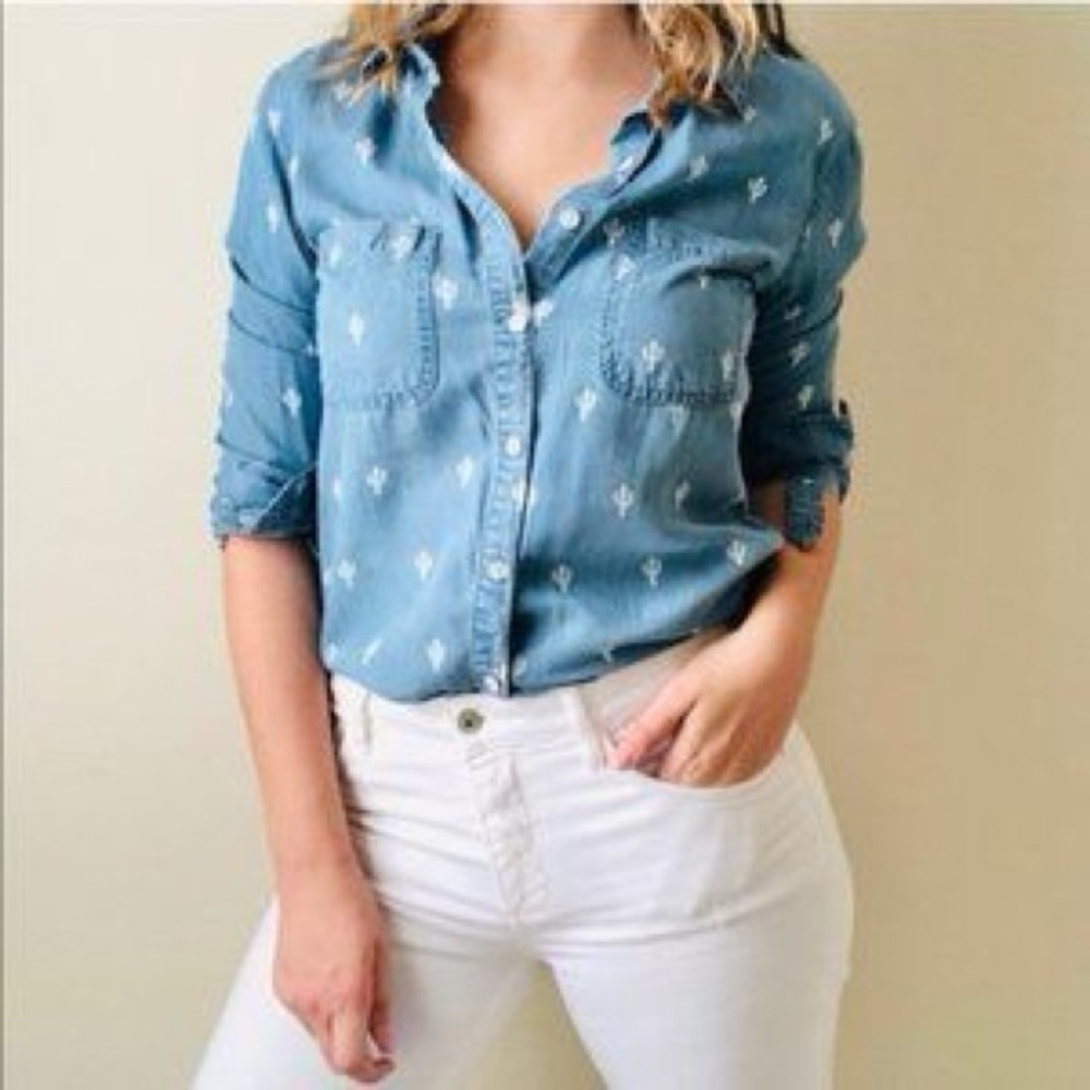 Harper Blue Button-Up Cactus Print Shirt